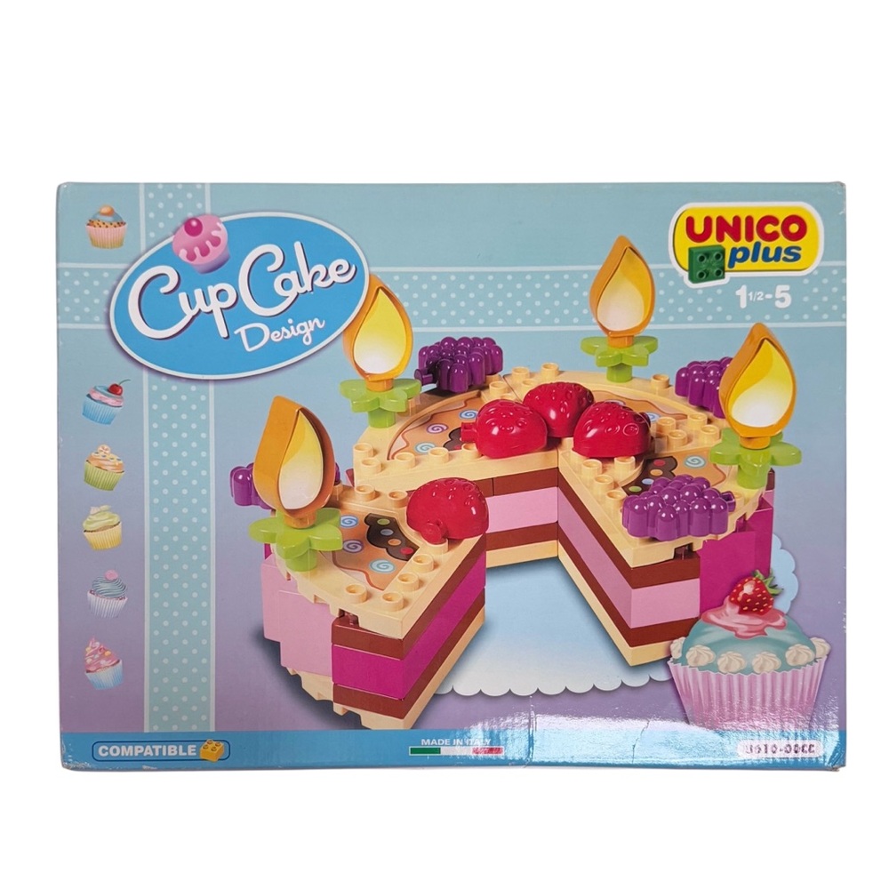 Unico Plus Birthday Cake Set, Lego like building set, Made in Italy, New In Box
